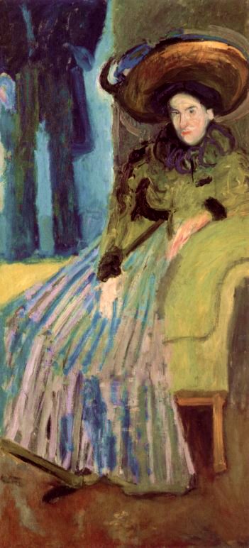 Seated Woman in green dress (1908) - Richard Gerstl Tablo