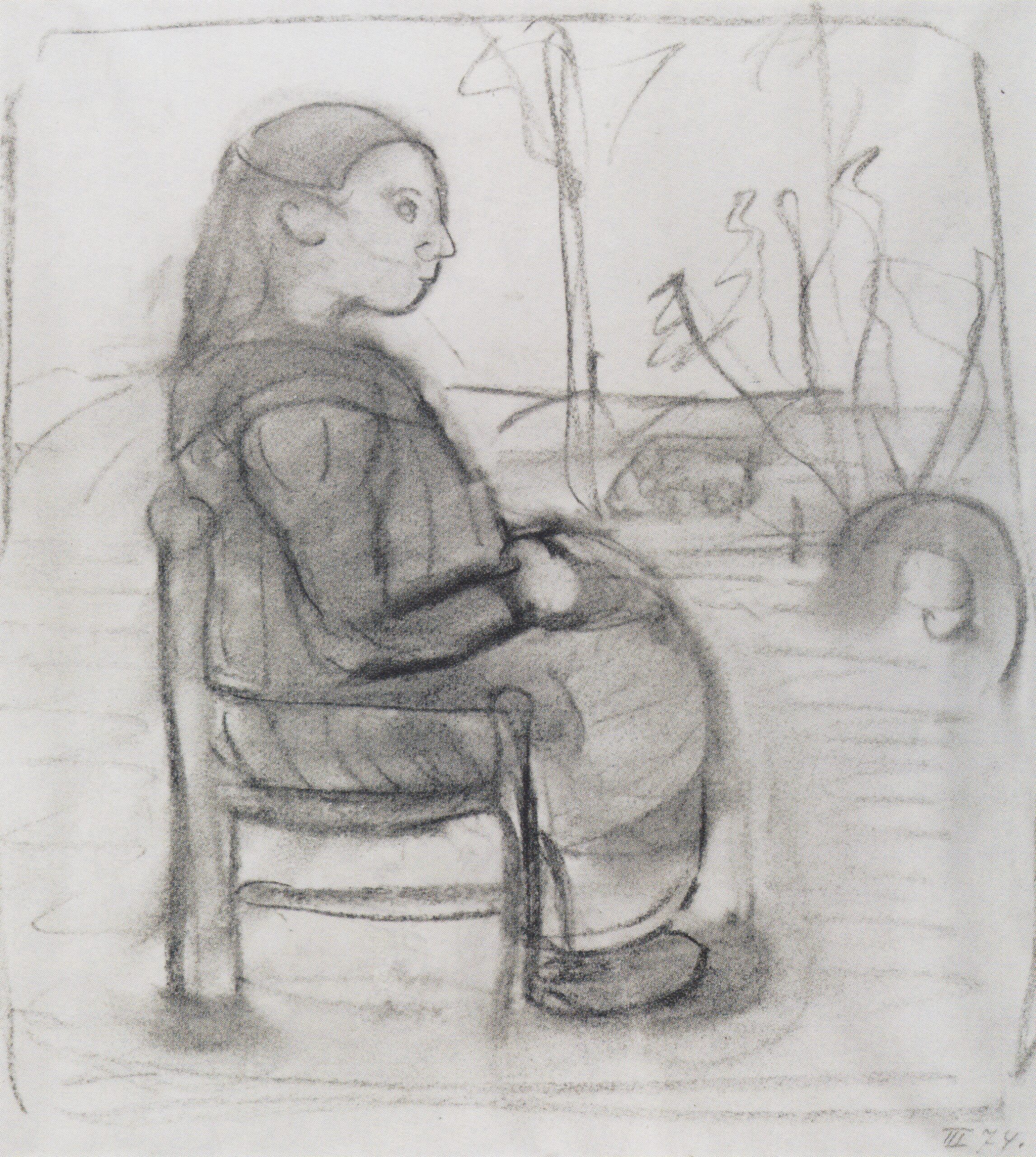 Seated girl in a landscape, to the right (1902) - Paula Modersohn-Becker Tablo