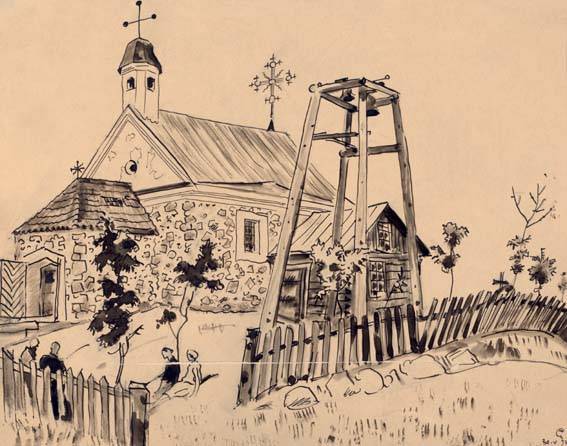 Seda. Church. (1933) - Mstislav Dobuzhinsky Tablo