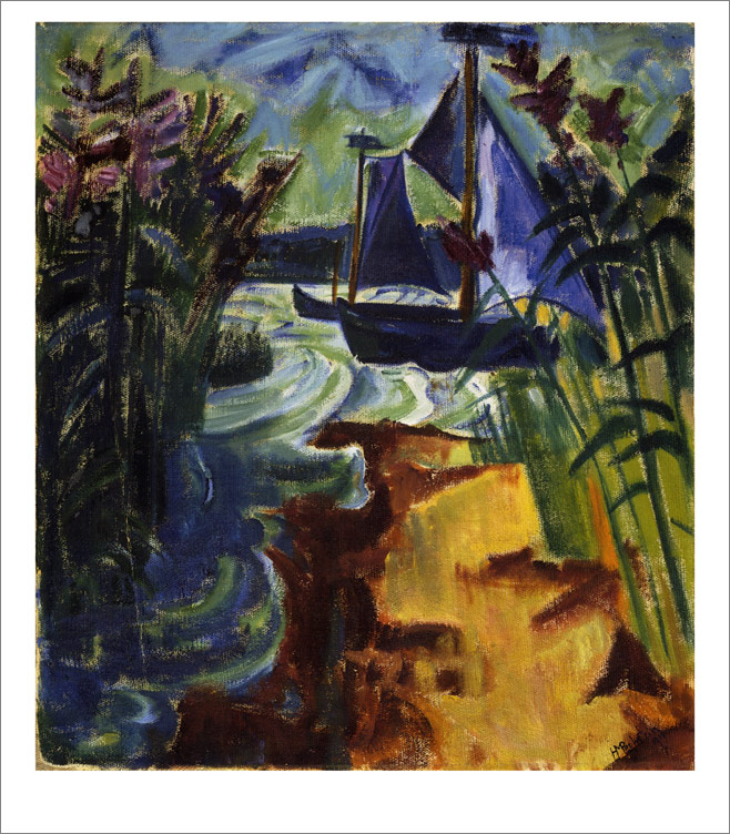 Segelboote am Schilfstrand (1919) - Max Pechstein Tablo