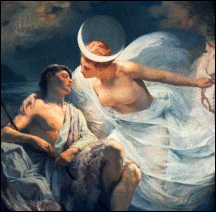 Selena Kisses Endymion While He's Asleep - Albert Aublet Tablo