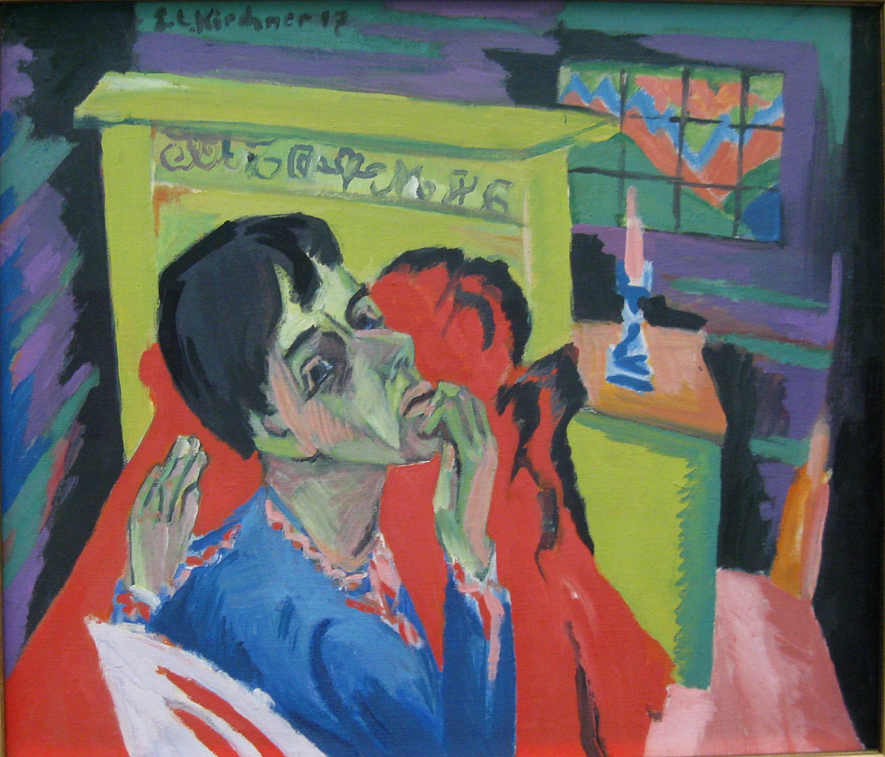 Self Portrait as an Invalid (1918) - Ernst Ludwig Kirchner Tablo