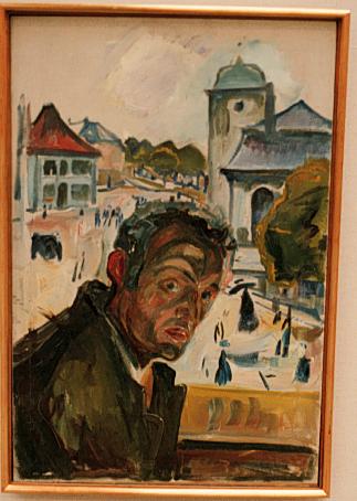 Self Portrait in Bergen (1916) - Edvard Munch Tablo