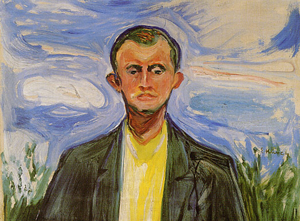 Self Portrait in Front of Blue Sky (1908) - Edvard Munch Tablo