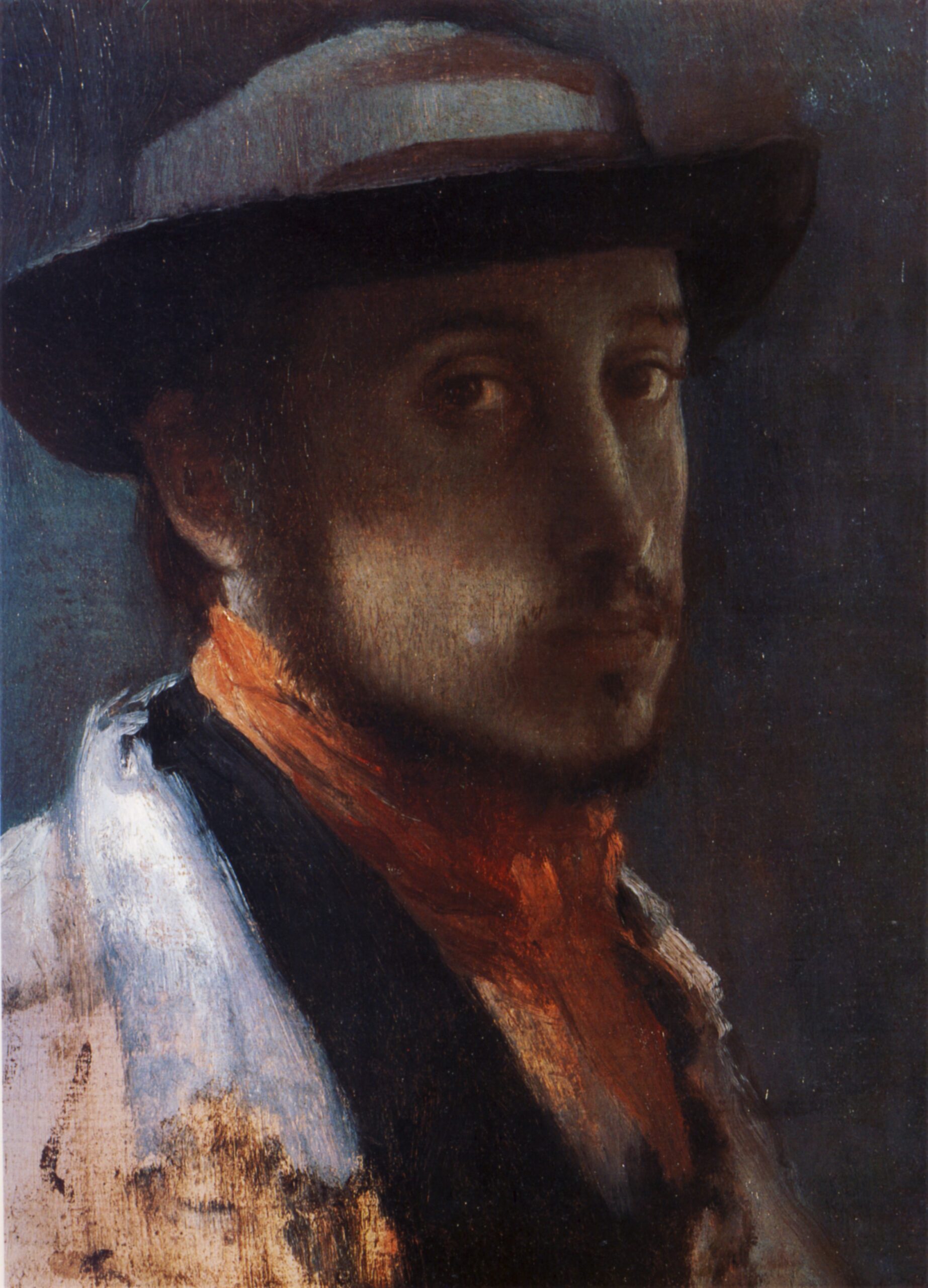 Self Portrait in a Soft Hat (1858) - Edgar Degas Tablo