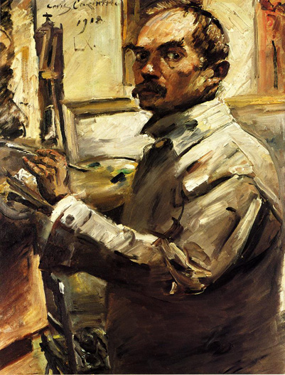 Self Portrait in a White Smock (1918) - Lovis Corinth Tablo