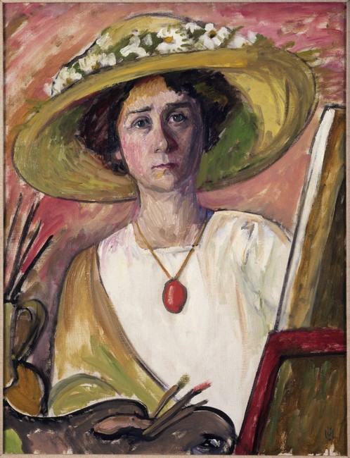 Self Portrait in front of an easel (1908) - Gabriele Münter Tablo