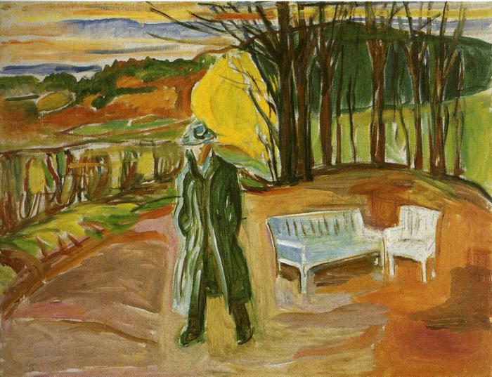 Self Portrait in the Garden, Ekely (1942) - Edvard Munch Tablo
