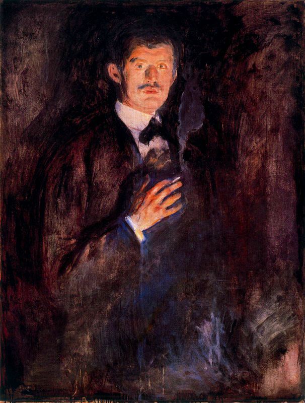 Self Portrait with Burning Cigarette (1895) - Edvard Munch Tablo