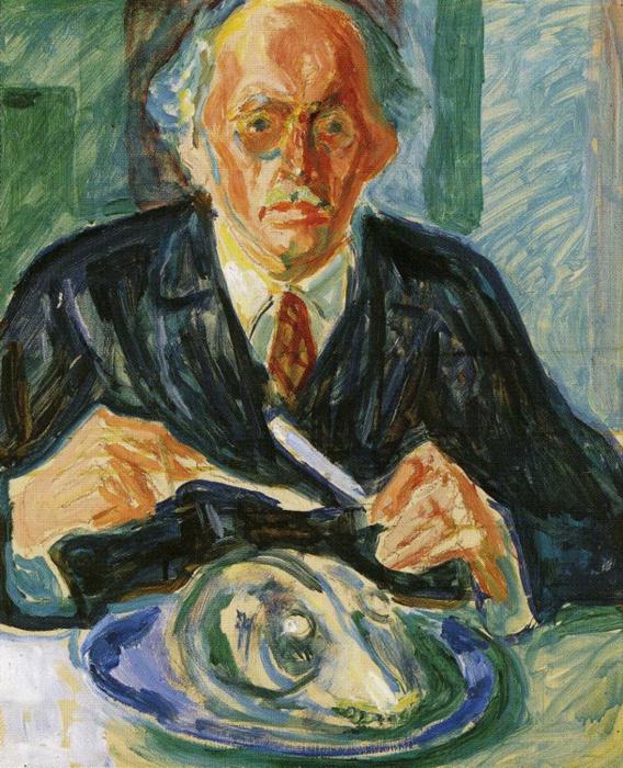 Self Portrait with Cod's Head (1940) - Edvard Munch Tablo