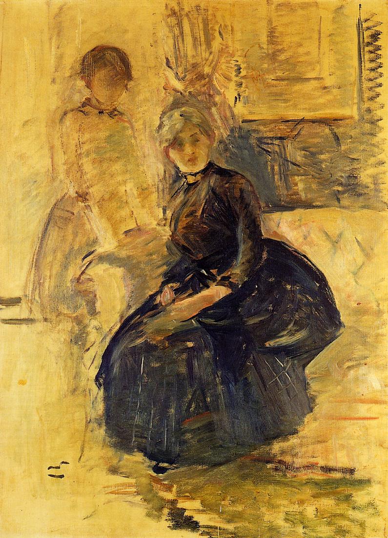 Self Portrait with Julie (study) (1887) - Berthe Morisot Tablo