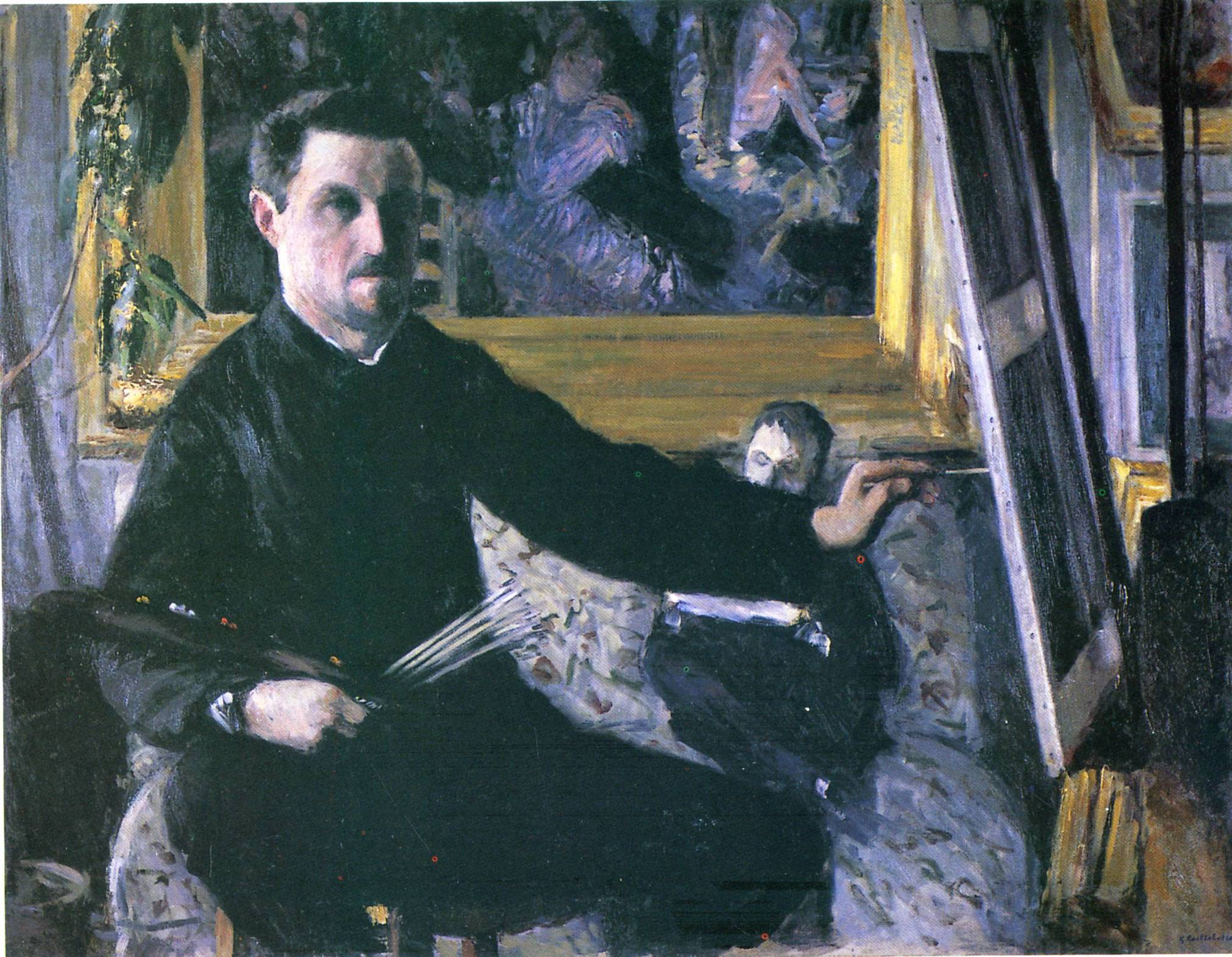 Self Portrait with an Easel (1879) - Gustave Caillebotte Tablo