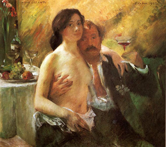 Self Portrait with his Wife and a Glass of Champagne (1902) - Lovis Corinth Tablo