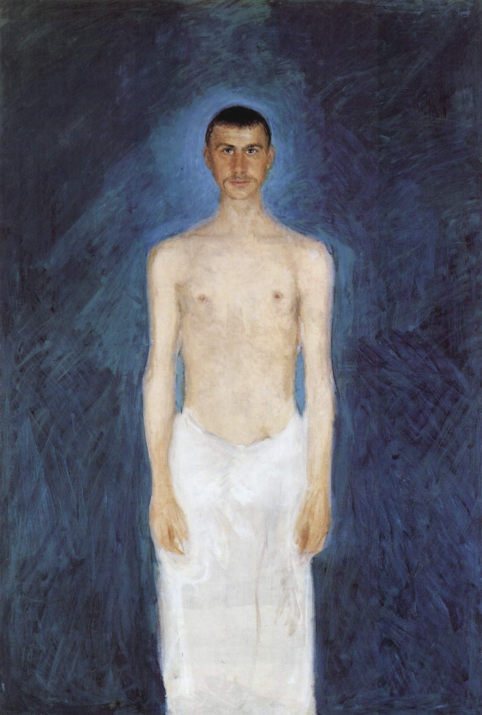 Self portrait in front of blue background (1905) - Richard Gerstl Tablo