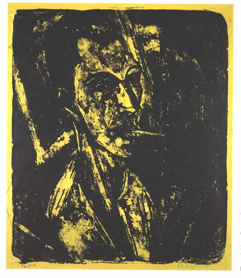 Self portrait with Cigarette - Ernst Ludwig Kirchner Tablo