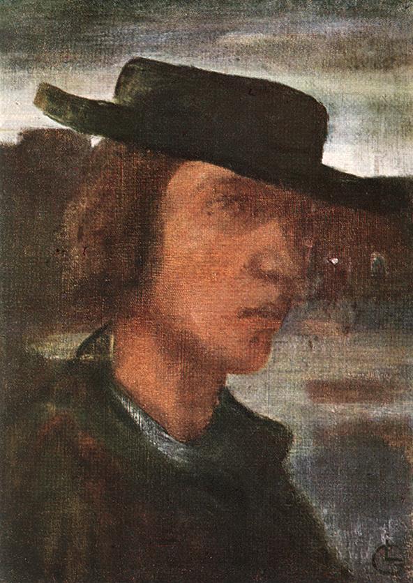 Self portrait with Hat (1912) - Lajos Gulácsy Tablo