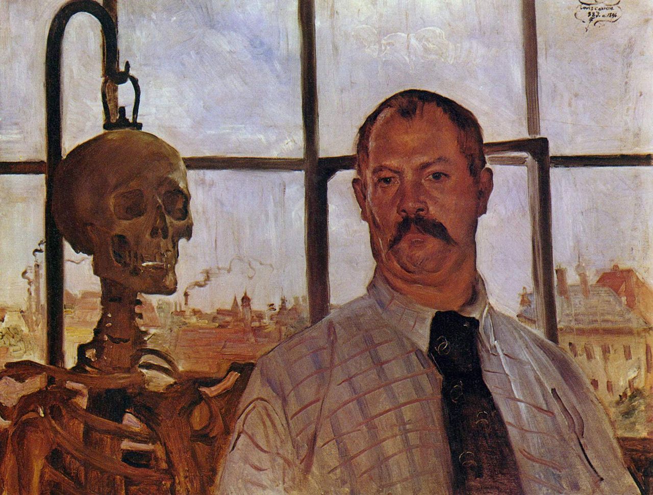 Self portrait with Skeleton (1896) - Lovis Corinth Tablo