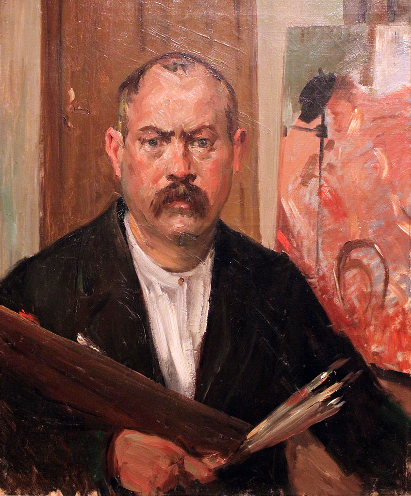 Self portrait without a collar (1900) - Lovis Corinth Tablo