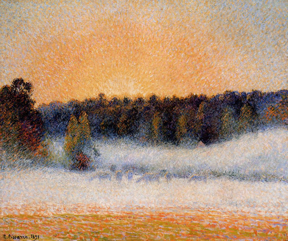Setting Sun and Fog, Eragny (1891) - Camille Pissarro Tablo