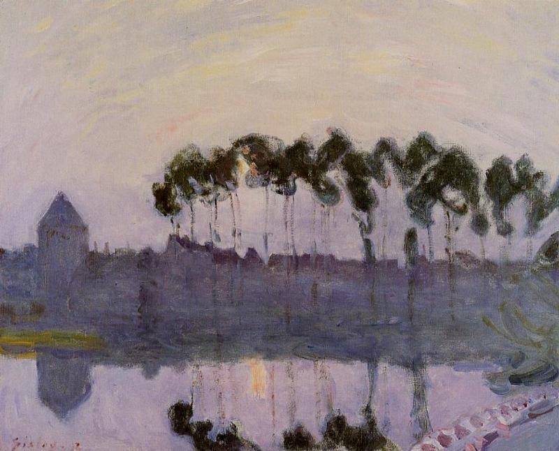 Setting Sun at Moret (1892) - Alfred Sisley Tablo