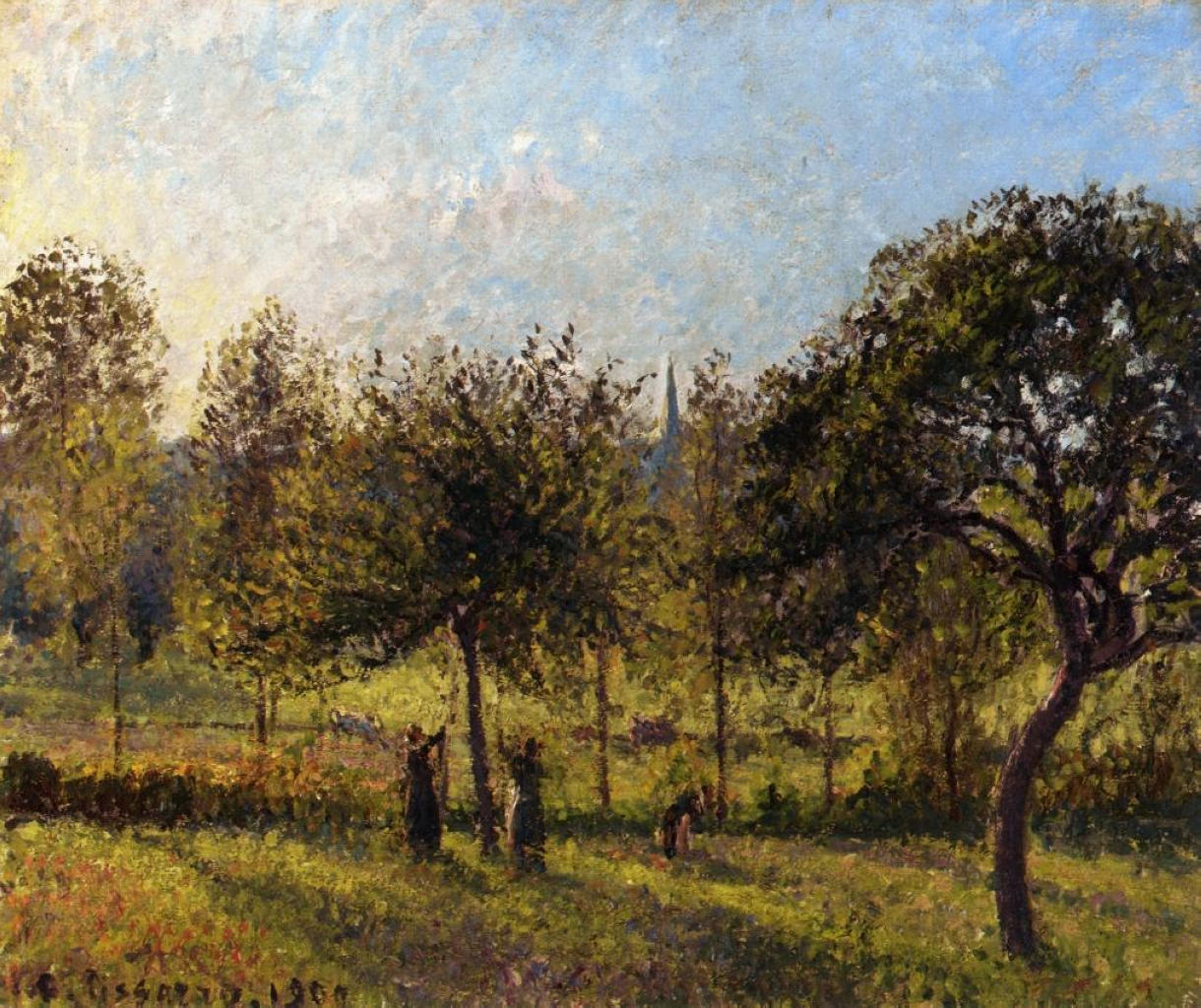 Setting Sun, Autumn in Eragny (1900) - Camille Pissarro Tablo