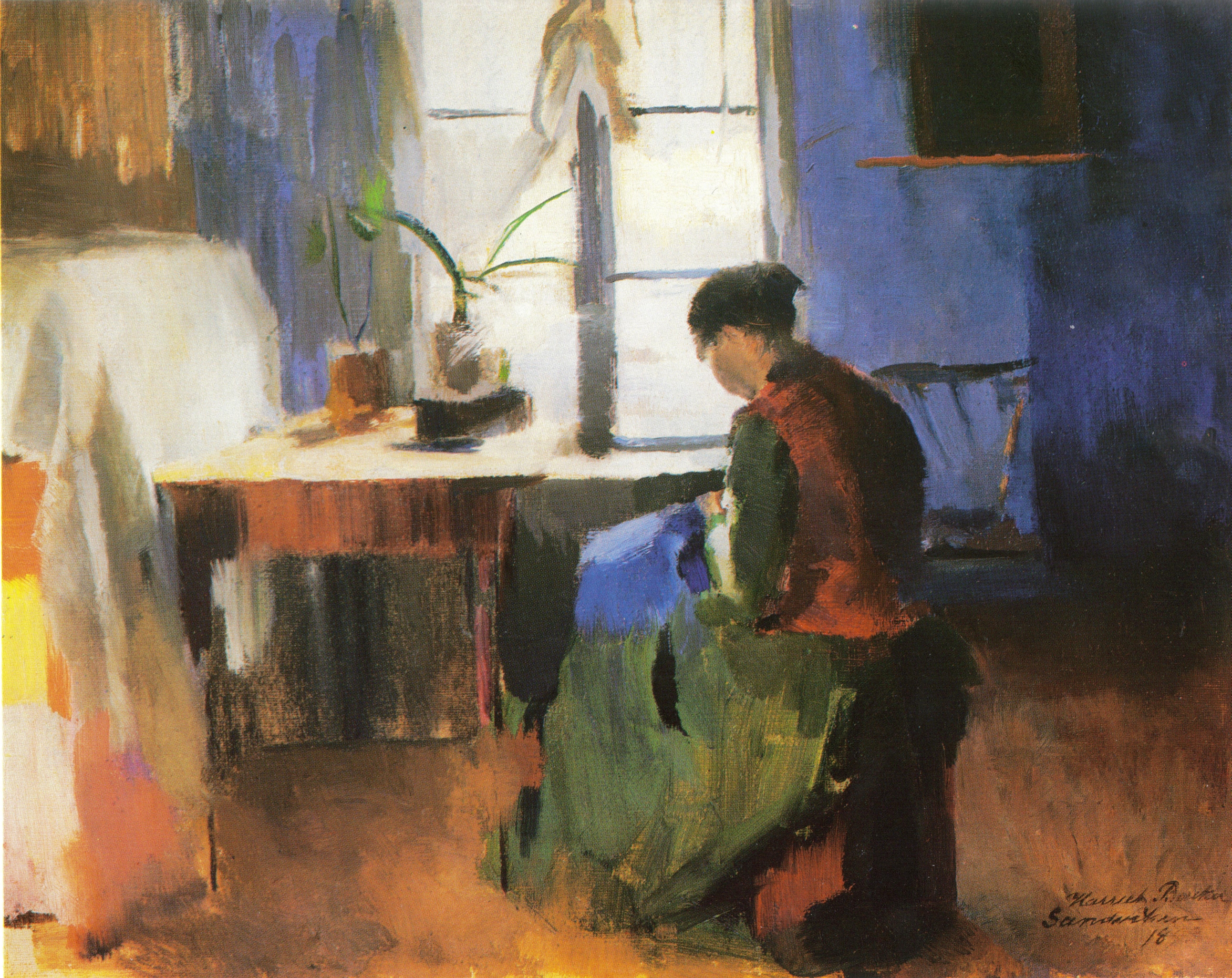 Sewing Woman (1890) - Harriet Backer Tablo