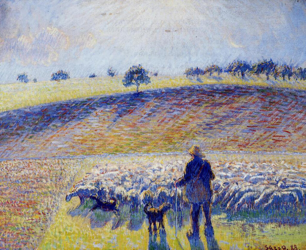 Shepherd and Sheep (1888) - Camille Pissarro Tablo