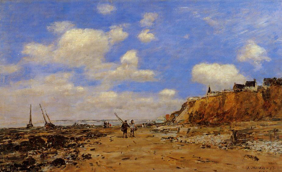Shoreline with Rising Tide, October (1893) - Eugène Boudin Tablo