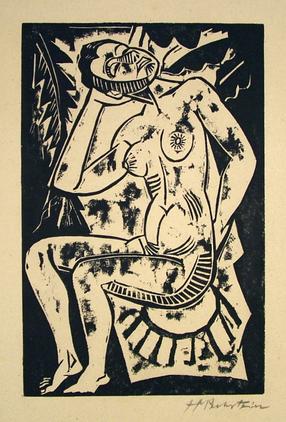 Sitzander Akt (Nude Sitting) (1918) - Max Pechstein Tablo