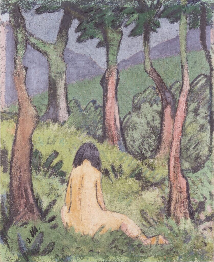Sitzender Akt Unter Bäumen (1920) - Otto Mueller Tablo