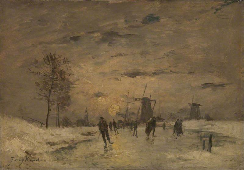Skating in Holland (1890) - Johan Jongkind Tablo