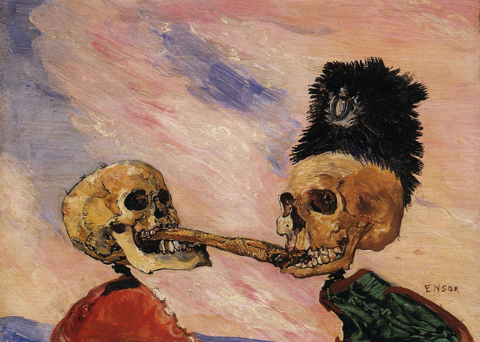 Skeletons Fighting Over a Pickled Herring (1891) - James Ensor Tablo