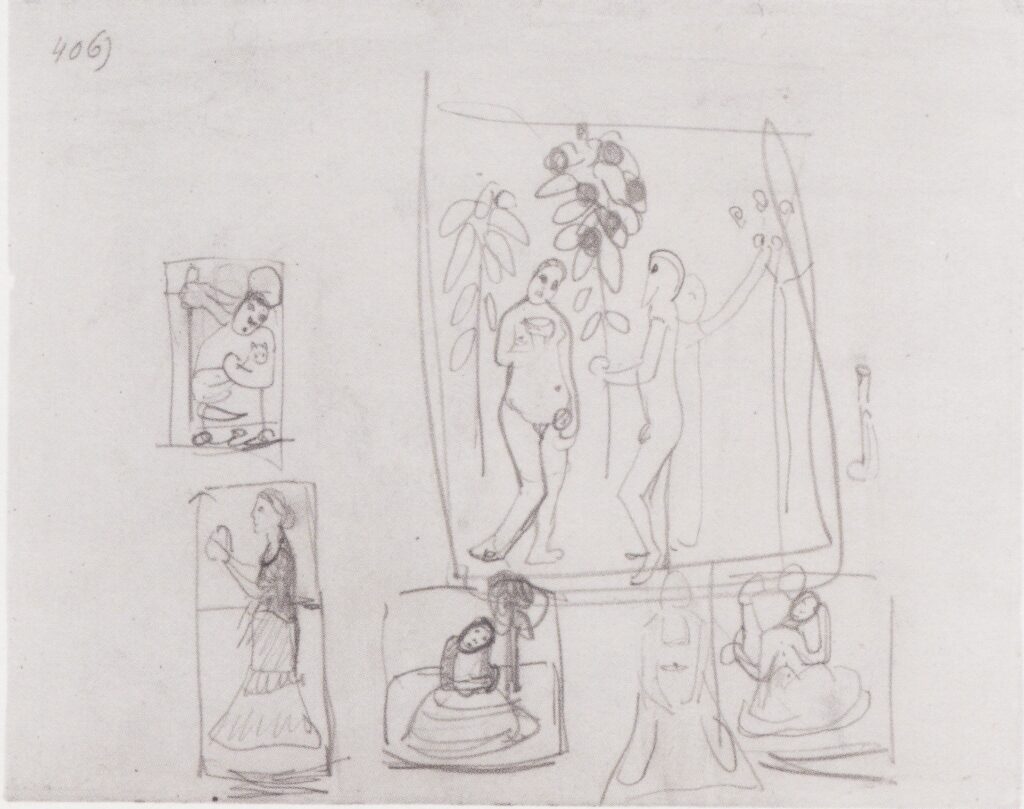 Sketch with six figure compositions (1906) - Paula Modersohn-Becker Tablo