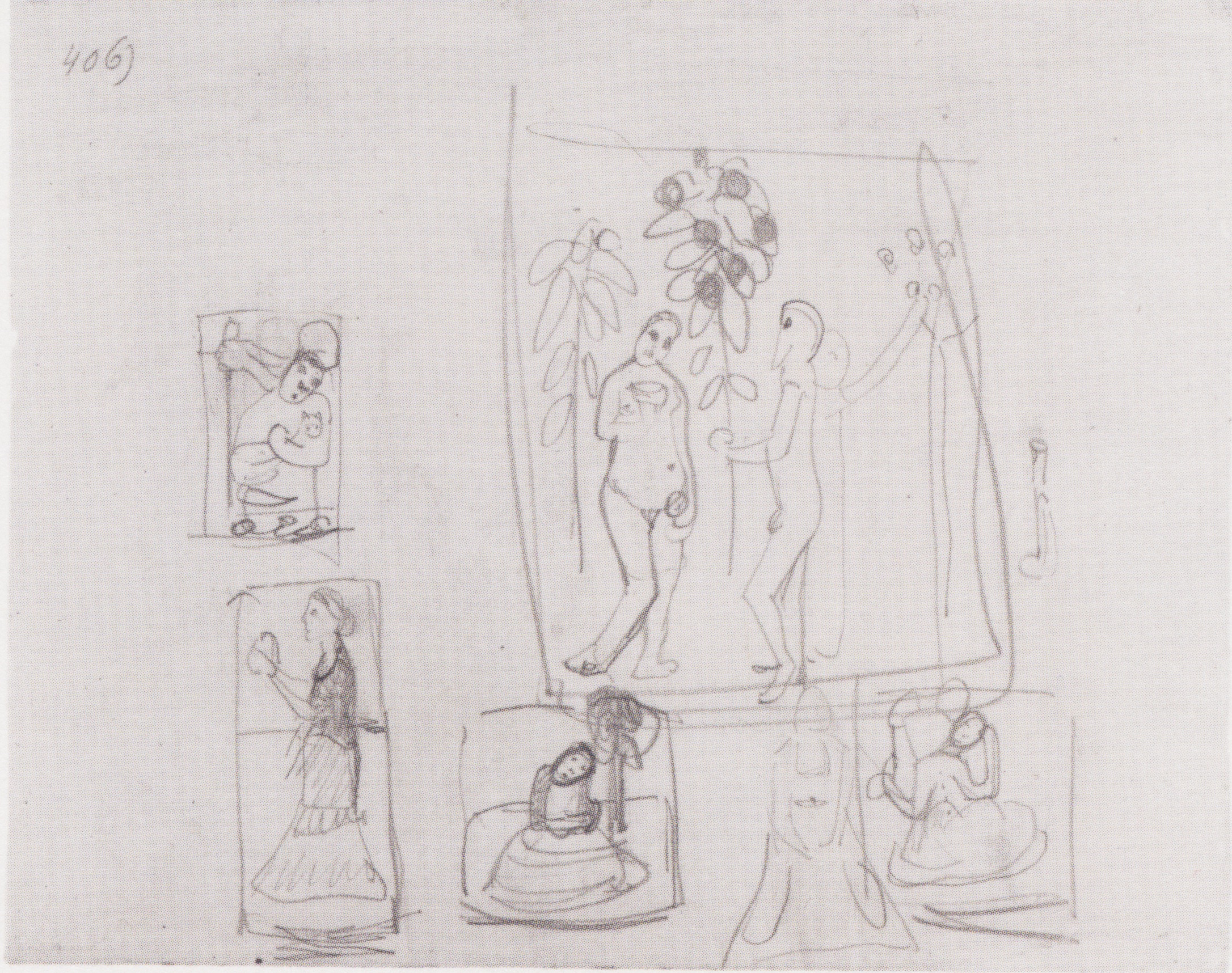 Sketch with six figure compositions (1906) - Paula Modersohn-Becker Tablo
