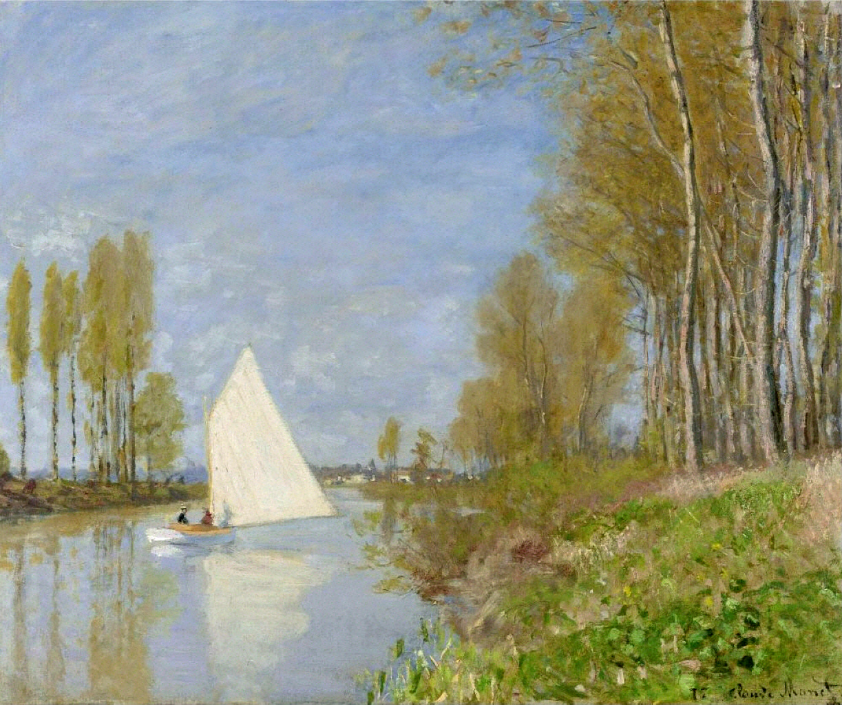 Small Boat on the Small Branch of the Seine at Argenteuil (1872) - Claude Monet Tablo