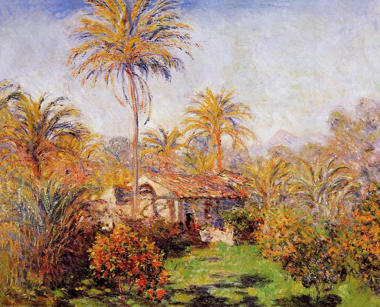 Small Country Farm in Bordighera (1884) - Claude Monet Tablo