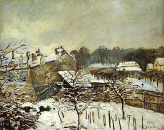 Snow Effect at Louveciennes (1876) - Alfred Sisley Tablo