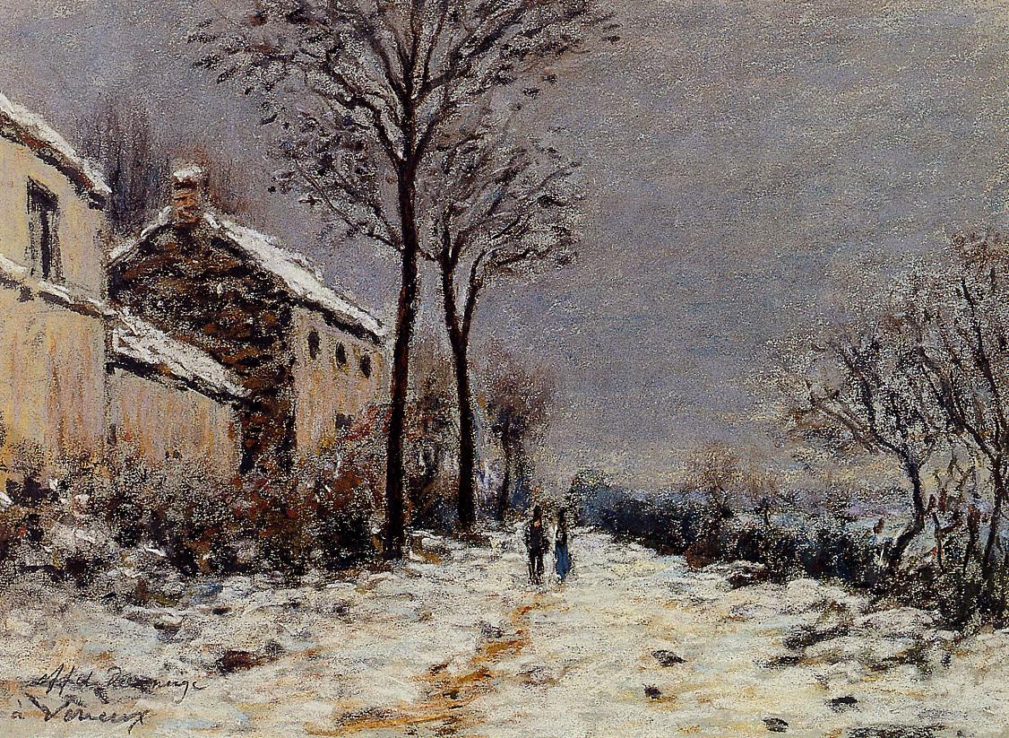 Snow Effect at Veneux (1884) - Alfred Sisley Tablo