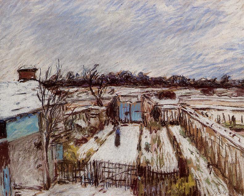 Snow Effect at Veneux - Alfred Sisley Tablo