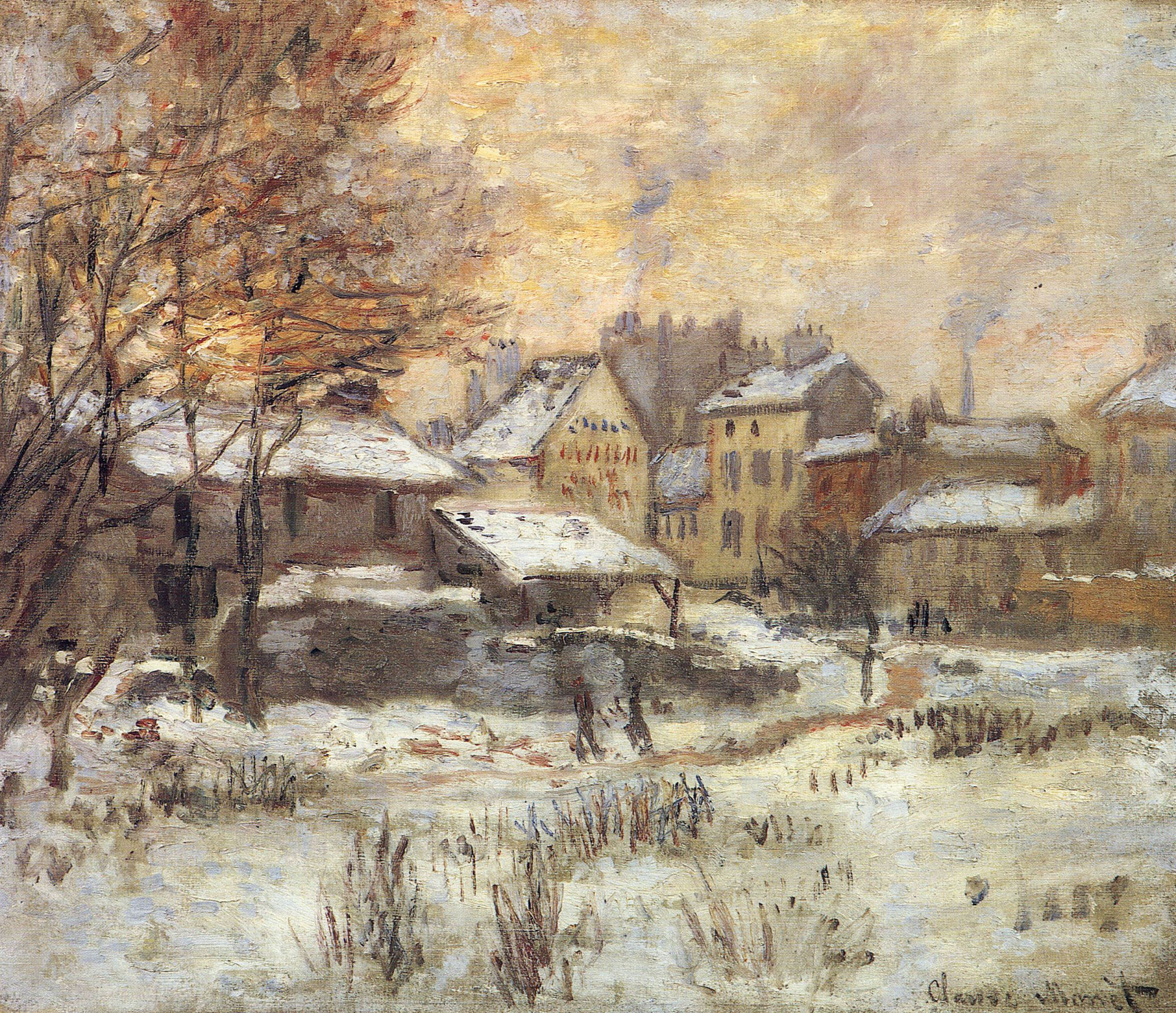 Snow Effect with Setting Sun (1875) - Claude Monet Tablo