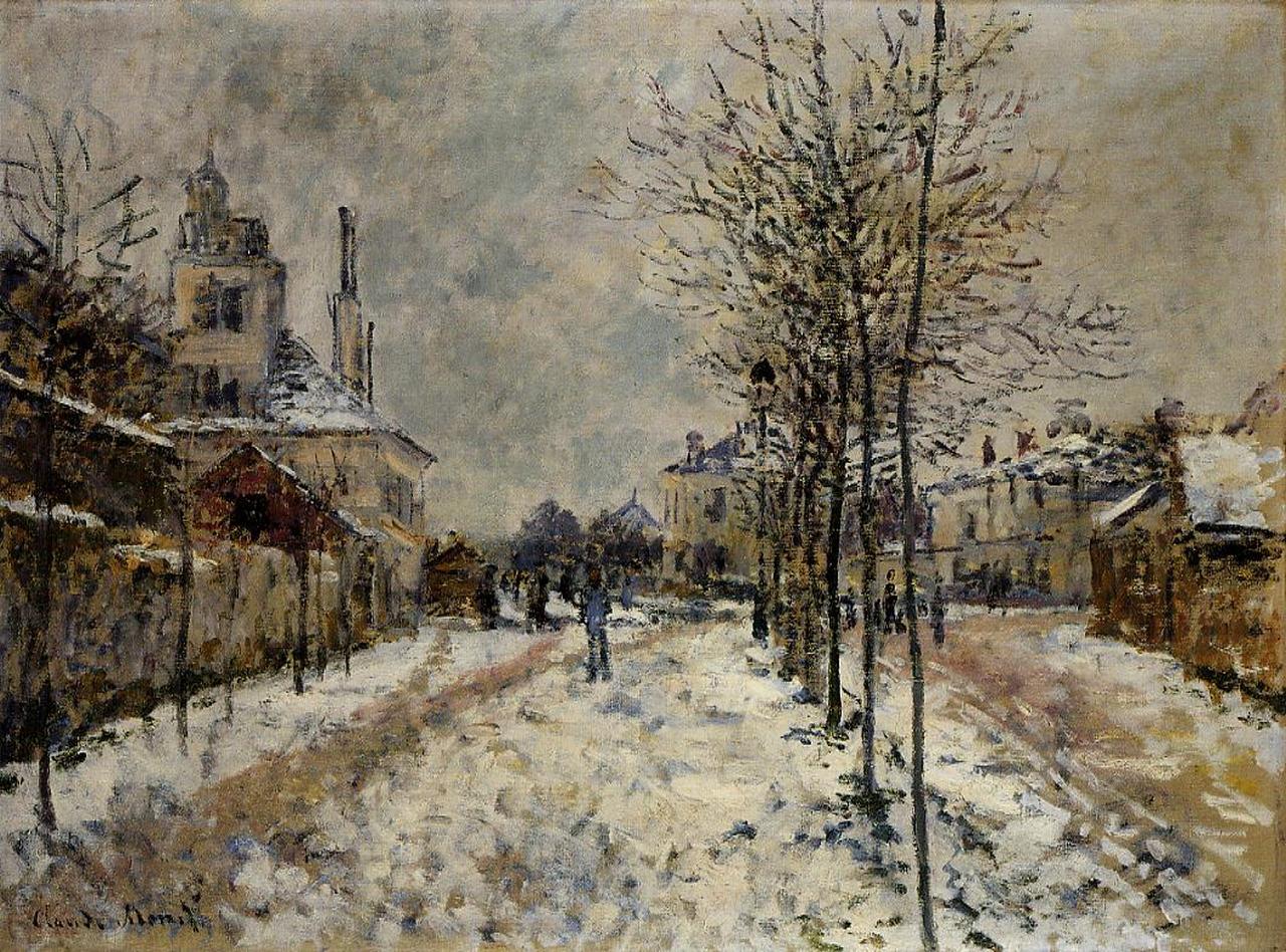 Snow Effect, The Boulevard de Pontoise at Argenteuil (1875) - Claude Monet Tablo