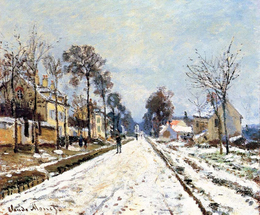 Snow Effect, The Road to Louveciennes (1870) - Claude Monet Tablo