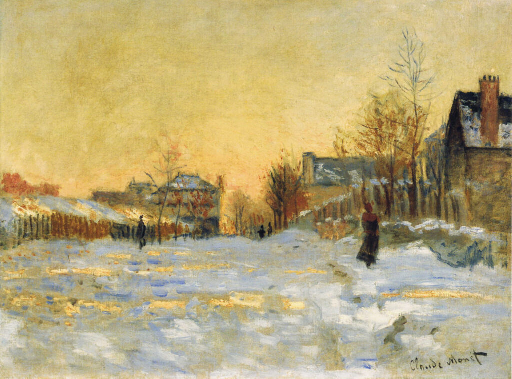 Snow Effect, The Street in Argentuil (1875) - Claude Monet Tablo