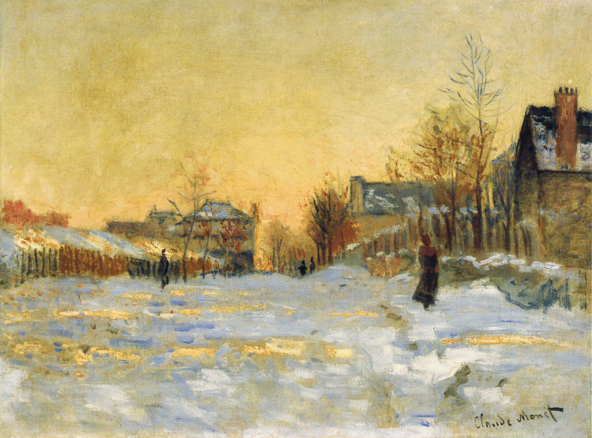 Snow Effect, The Street in Argentuil (1875) - Claude Monet Tablo