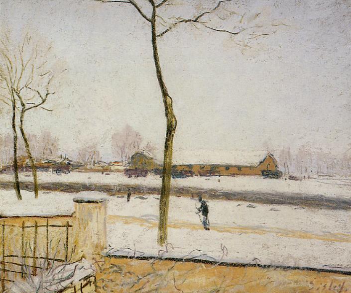 Snow Scene Moret Station (1888) - Alfred Sisley Tablo