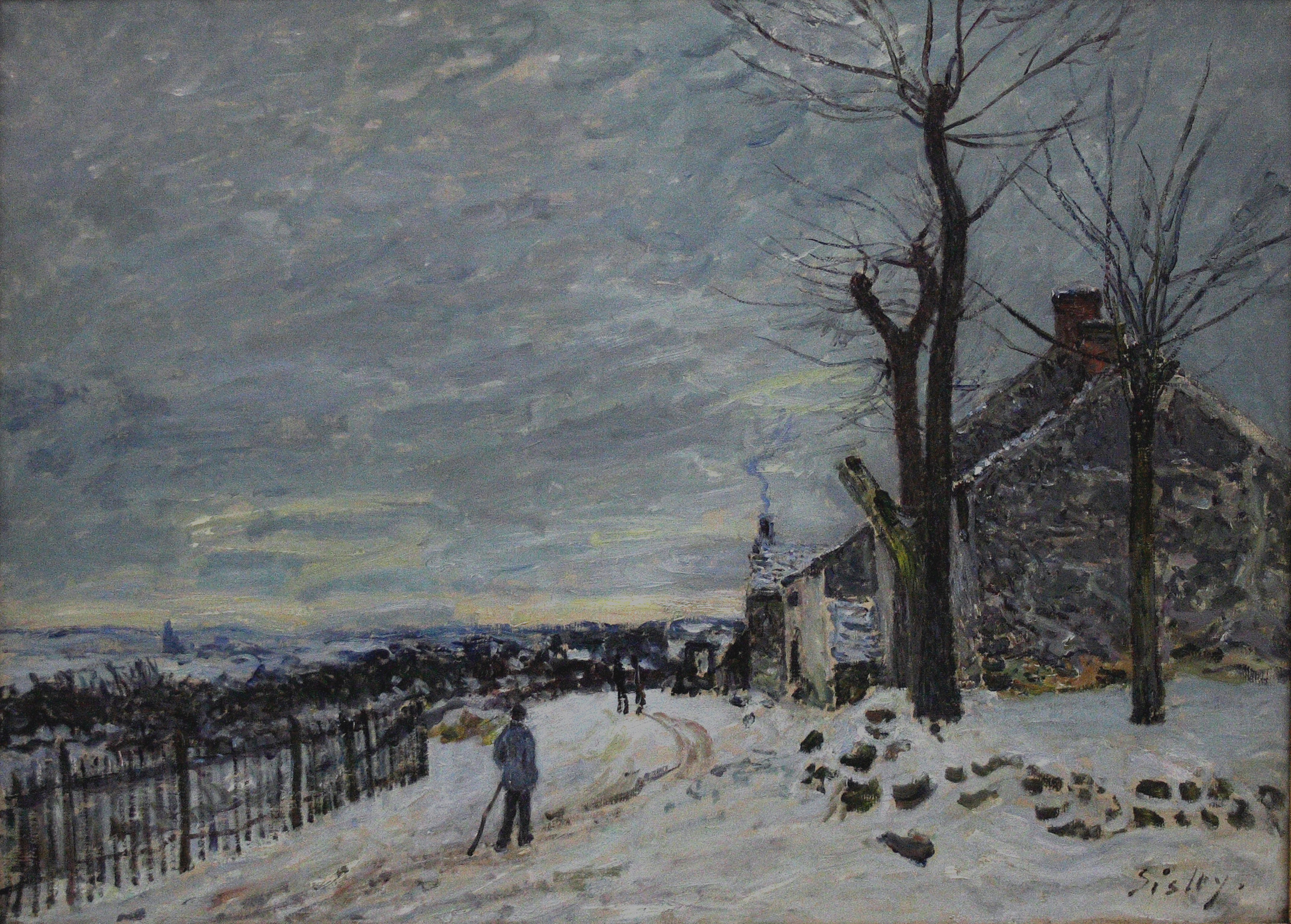 Snowy Weather at Veneux Nadon (1880) - Alfred Sisley Tablo