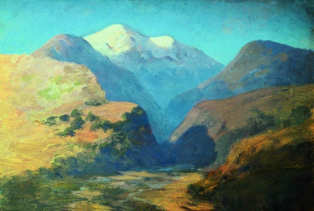 Snowy mountain peaks. Caucasus. (1895) - Arkhip Kuindzhi Tablo