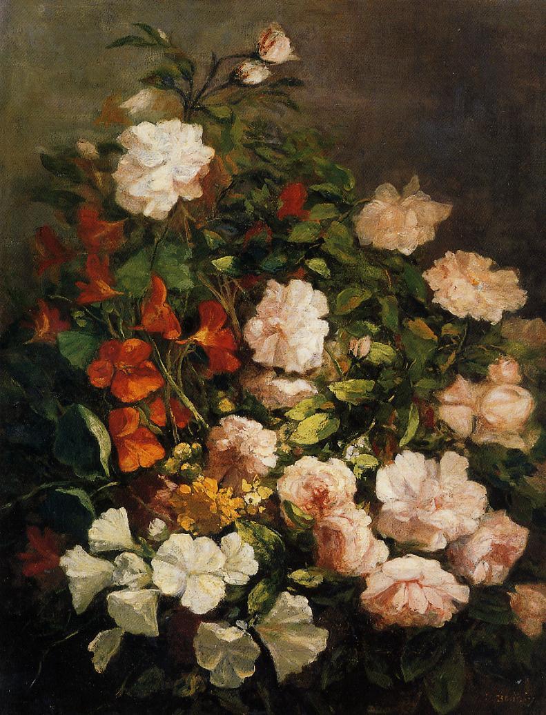 Spray of Flowers (1858) - Eugène Boudin Tablo