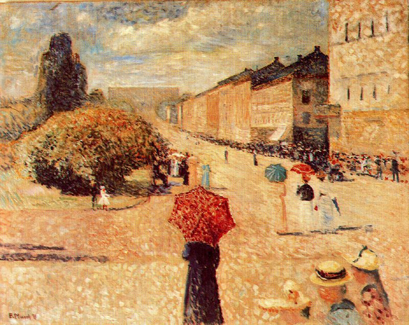 Spring Day on Karl Johan Street (1890) - Edvard Munch Tablo