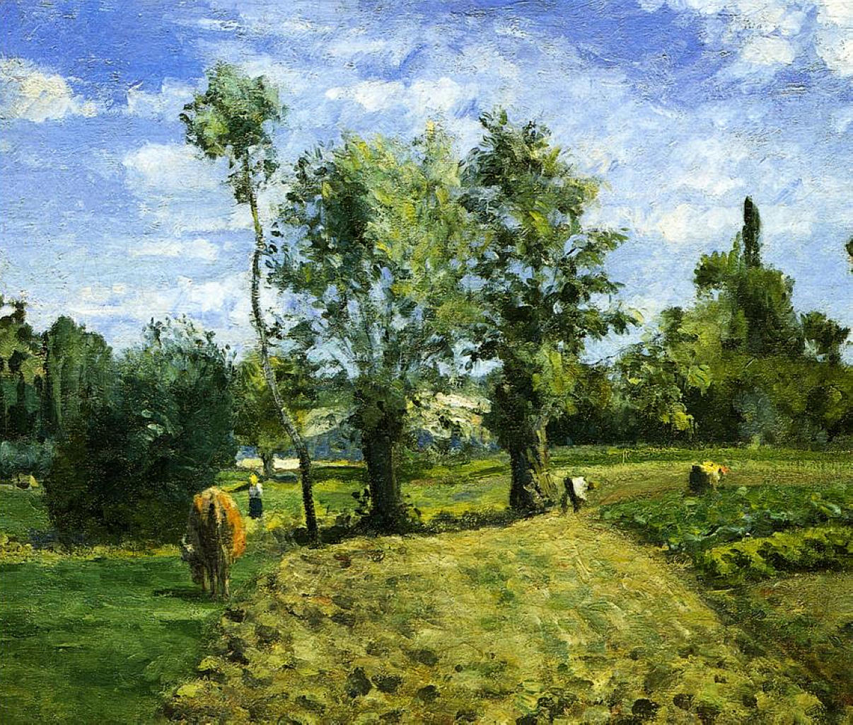 Spring Morning, Pontoise (1874) - Camille Pissarro Tablo